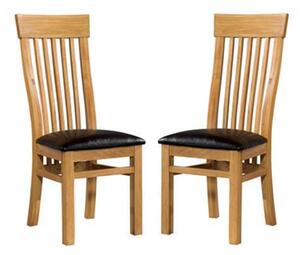 Empire Solid Oak Dining Chairs In Pair