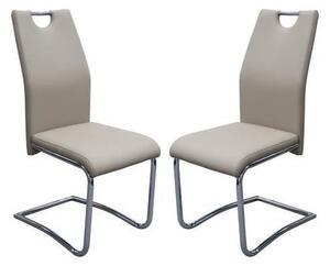 Capella Khaki Faux Leather Dining Chairs In Pair