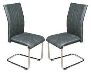 Ceibo Two Tone Grey Leather Dining Chairs In Pair