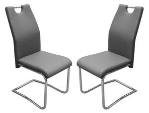 Capella Grey Faux Leather Dining Chairs In Pair