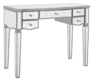 Elysee Glass Dressing Table In Mirrored With 5 Drawers