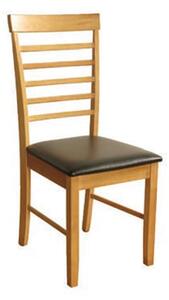 Marsic Dining Chair In Light Oak With Black Faux Leather Seat