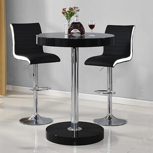 Havana Black Gloss Bar Table With 2 Ritz Black White Stools