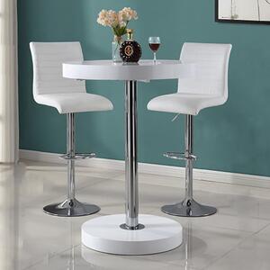 Havana White Gloss Bar Table With 2 Ripple White Stools