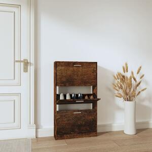 Shoe Cabinet Smoked Oak 59x17x108 cm Engineered Wood