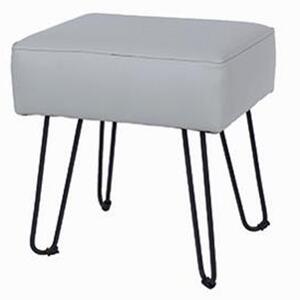 Airdrie Grey PU Rectangular Stool With Black Metal Legs