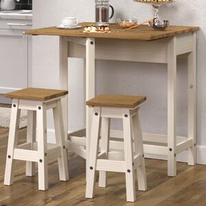 Consett Wooden Drop Leaf Dining Table With 2 Stools In White Oak