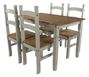 Consett Wooden Dining Set In Grey With 4 Chairs