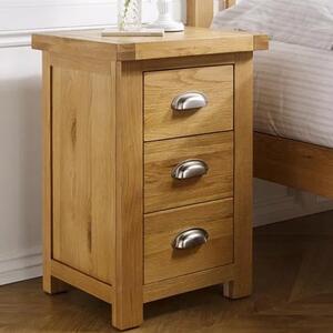 Webworms Wooden Bedside Cabinet Large With 3 Drawers In Oak