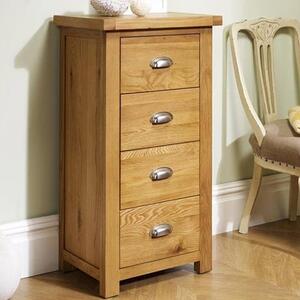 Webworms Wooden Chest Of 4 Drawers Narrow In Oak