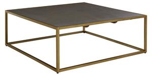 Fomalhaut Wooden Coffee Table With Gold Metal Frame In Brown