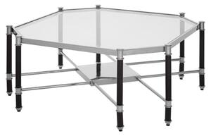Allessa Clear Glass Coffee Table With Black And Silver Frame