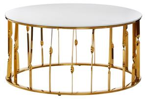 Arezza White Glass Top Coffee Table With Gold Steel Frame