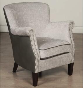 Aquarii Chenille Leather Fabric Lounge Armchair In Grey Fusion