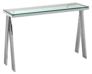 Markeb Clear Glass Top Console Table With Silver Steel Frame