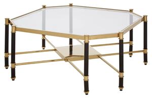 Allessa Clear Glass Coffee Table With Black And Gold Frame