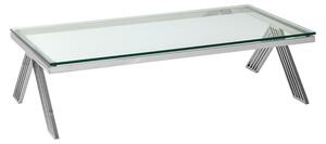 Markeb Clear Glass Top Coffee Table With Silver Steel Frame