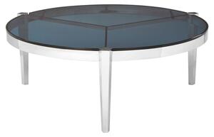 Markeb Smoky Grey Glass Coffee Table With Silver Steel Frame