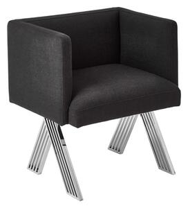 Markeb Black Fabric Dining Chair With Silver Steel Frame