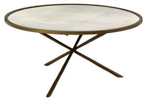 Menkent Round Glass Top Coffee Table With Antique Brass Frame