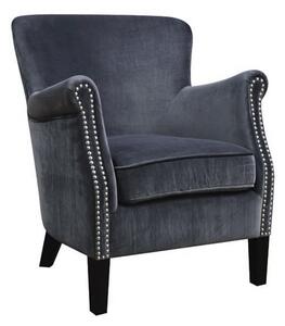 Aquarii Chenille Leather Fabric Lounge Armchair In Grey Velvet