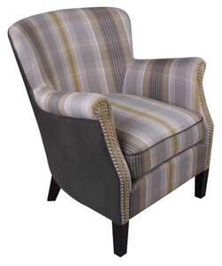 Aquarii Chenille Leather Fabric Lounge Armchair In Yellow Check