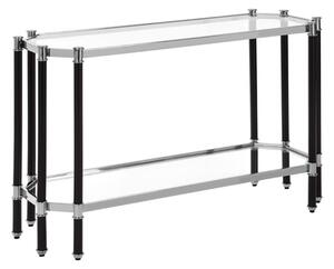 Allessa Clear Glass Console Table With Black And Silver Frame