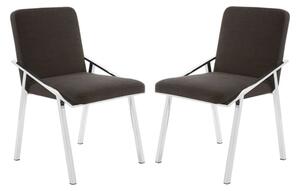 Markeb Black Fabric Dining Chairs With Silver Frame In A Pair