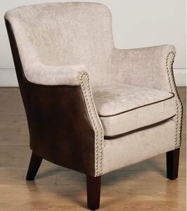 Aquarii Chenille Leather Fabric Lounge Armchair In Tan Fusion