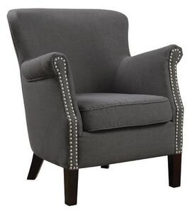 Aquarii Linen Fabric Lounge Armchair In Charcoal