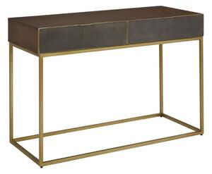 Fomalhaut Wooden Console Table With Gold Metal Frame In Brown