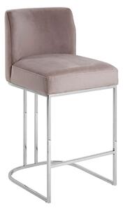 Markeb Velvet Bar Stool With Silver Frame In Grey