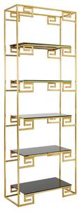 Fafnir Angular Design Black Glass Bookshelf With Gold Frame