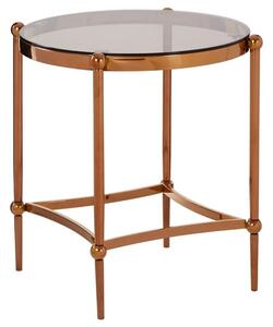 Denebola Brown Glass Top Side Table With Rose Gold Frame