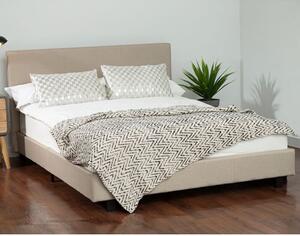 Khambalia Fabric Double Bed In Beige