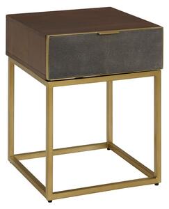 Fomalhaut Wooden End Table With Gold Metal Frame In Brown