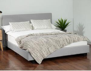 Khambalia Fabric Double Bed In Light Grey