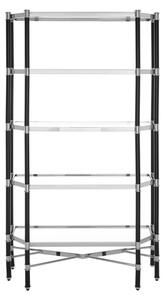 Allessa Clear Glass Shelving Unit With Black And Silver Frame