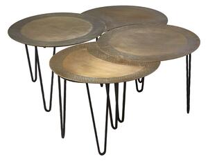 Menkent Metal Set Of 4 Coffee Tables In Antique Brass