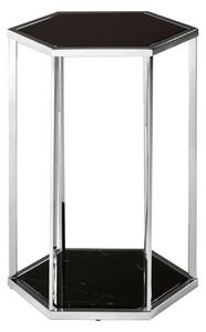 Markeb Black Marble End Table With Silver Stainless Steel Frame