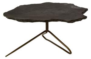 Menkent Black Stone Top Coffee Table With Antique Brass Legs