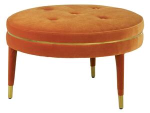 Intercrus Upholstered Velvet Footstool In Orange And Gold