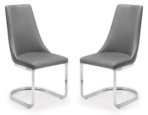 Caishen Grey Faux Leather Cantilever Dining Chair In Pair