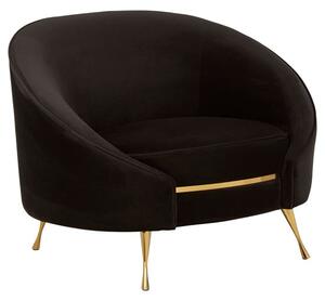 Intercrus Upholstered Velvet Armchair In Black And Gold