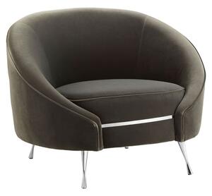 Intercrus Upholstered Velvet Armchair In Grey And Silver