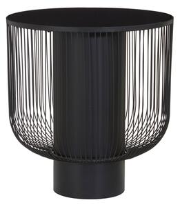 Ruchbah Round Black Glass Top End Table With Metal Base