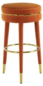 Intercrus Upholstered Velvet Bar Stool In Orange And Gold