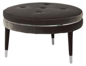 Intercrus Upholstered Velvet Footstool In Black And Silver