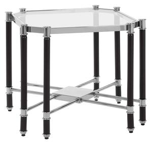 Allessa Clear Glass End Table With Black And Silver Frame