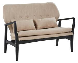 Porrima 2 Seater Sofa In Beige With Black Wood Frame